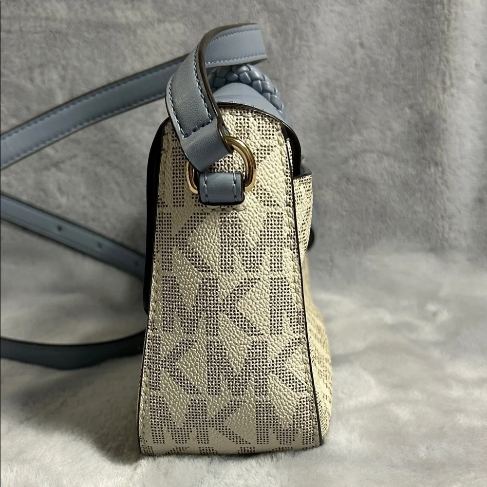 Michael Kors “Lea” Pale Blue and Cream Crossbody Bag